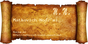 Matkovich Noémi névjegykártya